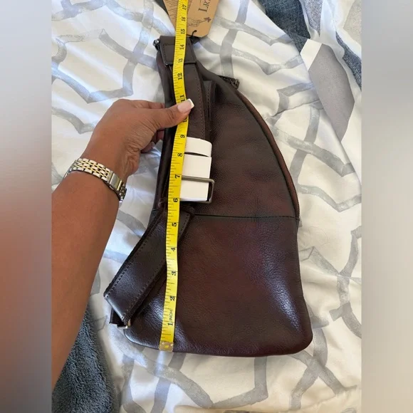 Men's Brown Leather Sling Belt Bag - Picture 2 of 6